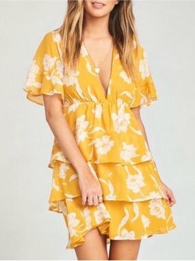 Show Me Your MuMu Dulce Mini Dress Yellow Floral XS